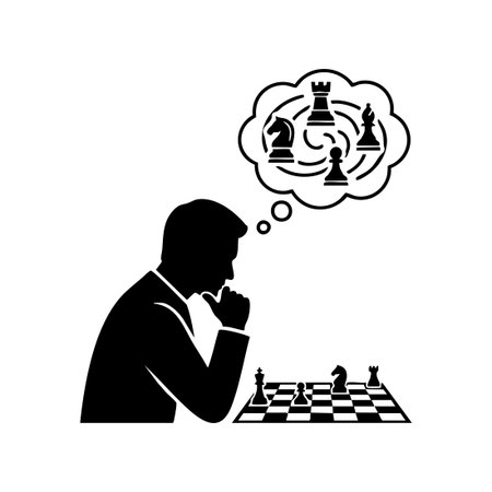 businessman thinking chess strategyのイラスト素材