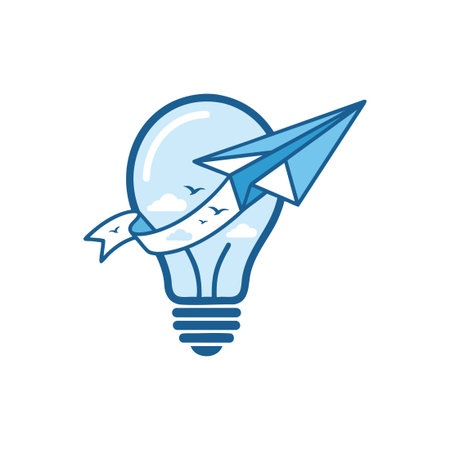 paper airplane freedom idea lightbulb logoのイラスト素材
