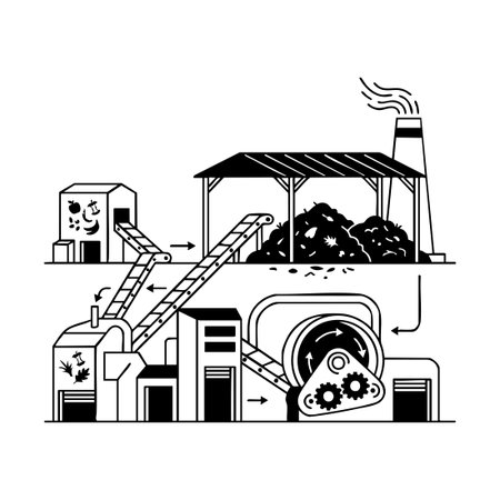 organic waste processing plant illustrationのイラスト素材