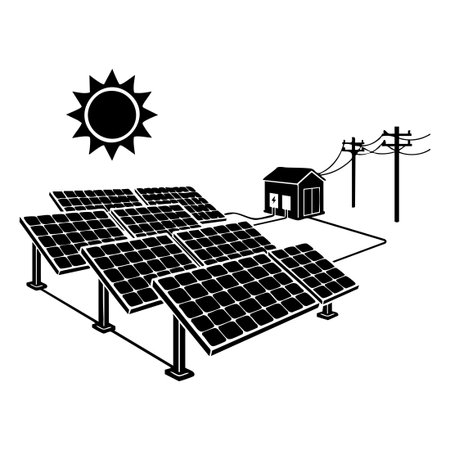 renewable energy solar power plant illustrationのイラスト素材