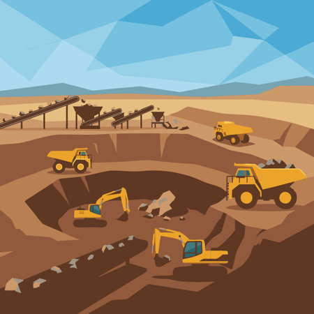 industrial mining quarry vector illustrationのイラスト素材