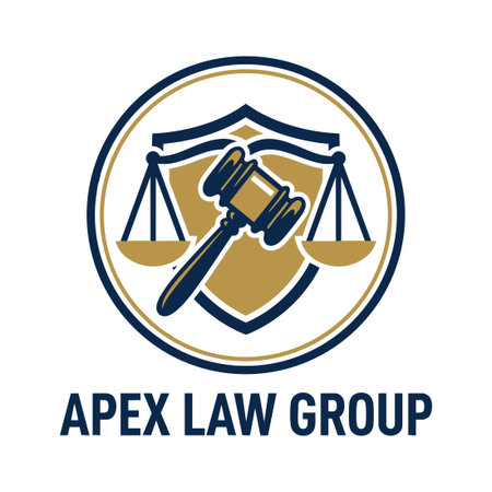 law firm logo with gavel scales and shieldのイラスト素材