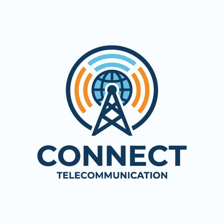 global telecommunication tower logo designのイラスト素材