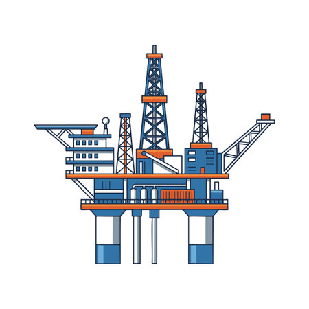 offshore oil rig vector illustrationのイラスト素材
