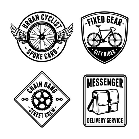vintage urban cycling logos and emblemsのイラスト素材
