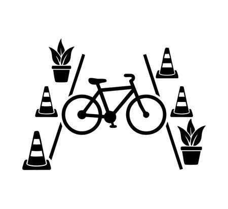 urban bicycle lane safety cones iconのイラスト素材