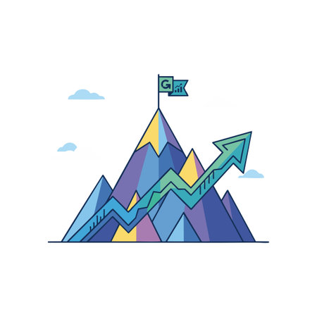 business growth reaching mountain peakのイラスト素材