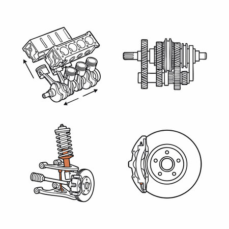 car mechanical components illustration set