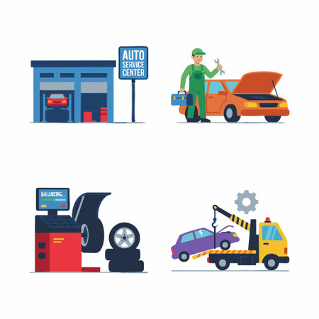 car service and auto repair iconsのイラスト素材
