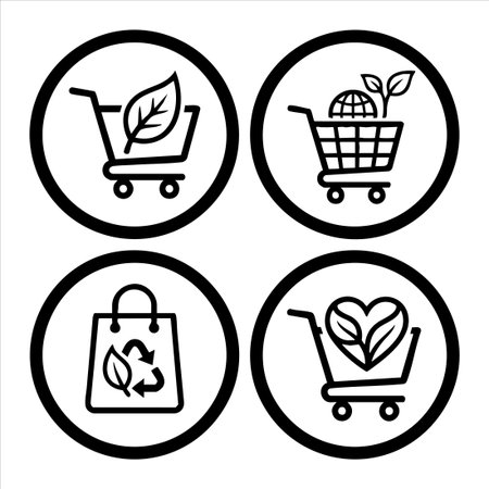 eco friendly shopping and recycling iconsのイラスト素材