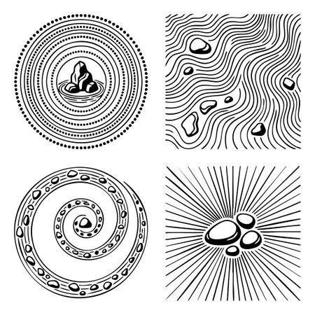 abstract zen stone illustrations setのイラスト素材