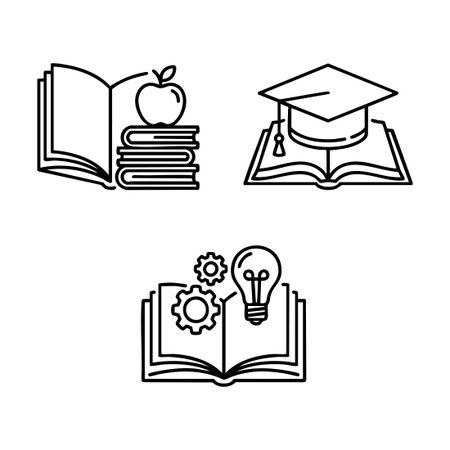education and learning line icon setのイラスト素材