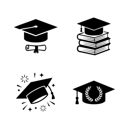 graduation cap education icon setのイラスト素材