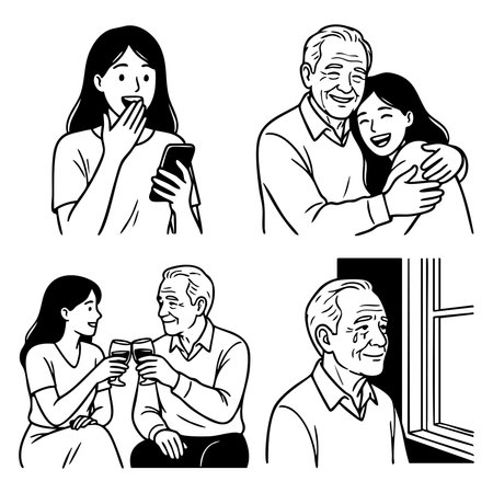father and daughter emotional moments storyのイラスト素材