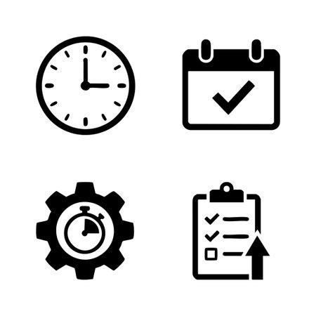 time management and productivity iconsのイラスト素材