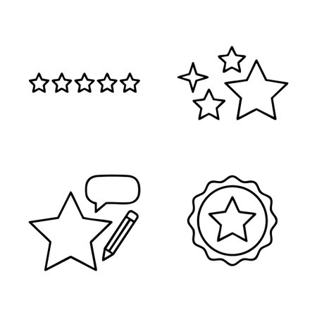 rating review and quality line iconsのイラスト素材