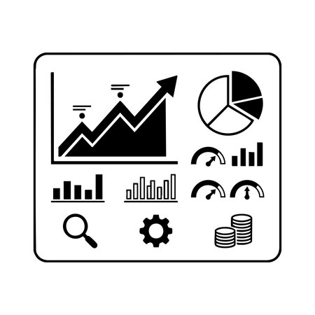 business analytics and report icon setのイラスト素材