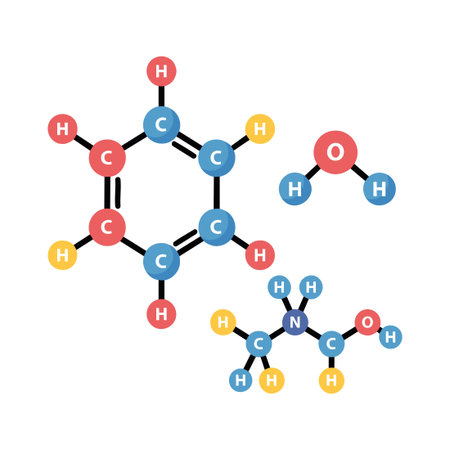 colorful chemical molecules science illustrationのイラスト素材