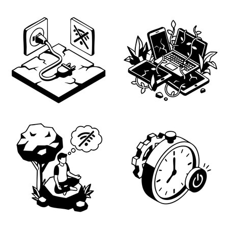 digital detox unplugging concept illustrationsのイラスト素材