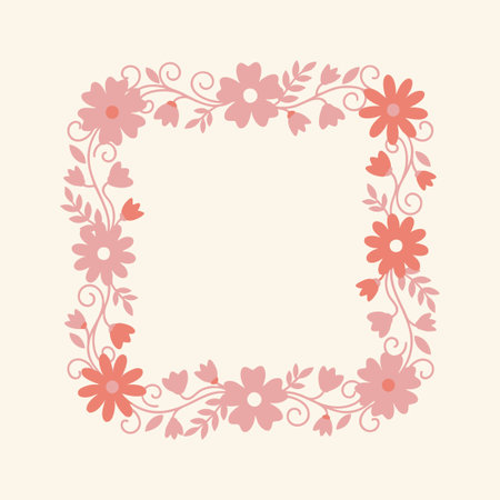 decorative pink floral frame borderのイラスト素材