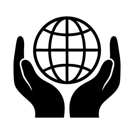 hands protecting globe environmental iconのイラスト素材