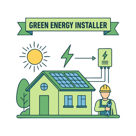 green energy installer solar panel illustrationのイラスト素材