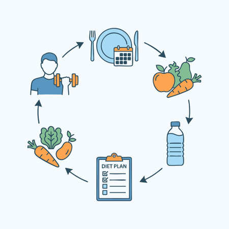 healthy lifestyle diet and exercise routineのイラスト素材