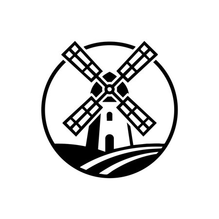 simple windmill farm logo iconのイラスト素材