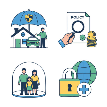 insurance and protection concept icon setのイラスト素材