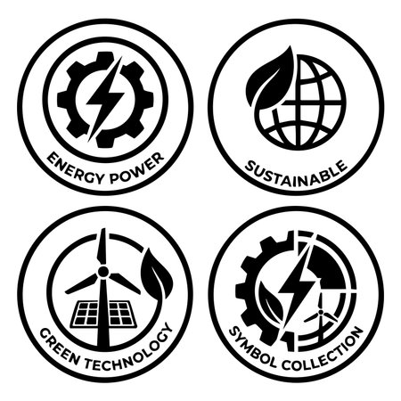 green technology and sustainable power iconsのイラスト素材