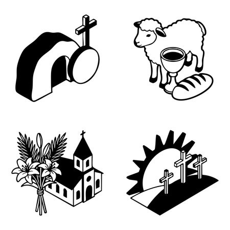 isometric christian easter symbolsのイラスト素材