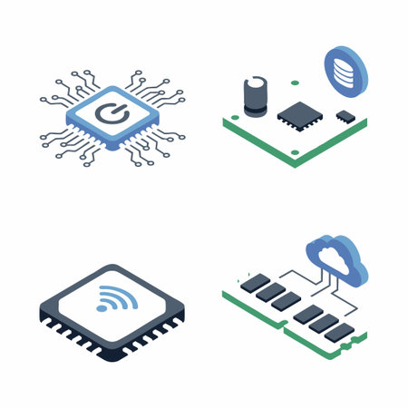 isometric computer technology icons set