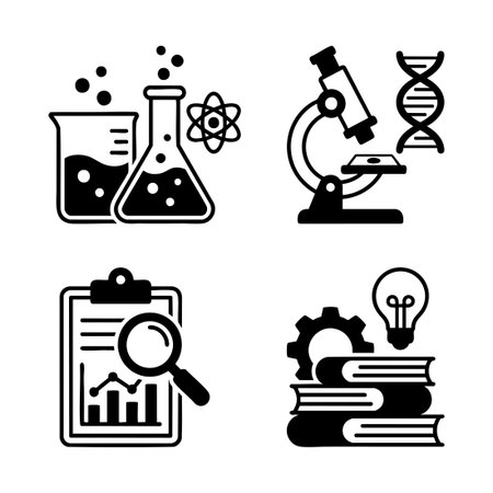 scientific research and education iconsのイラスト素材