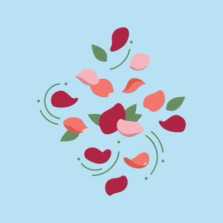 swirling flower petals and leavesのイラスト素材