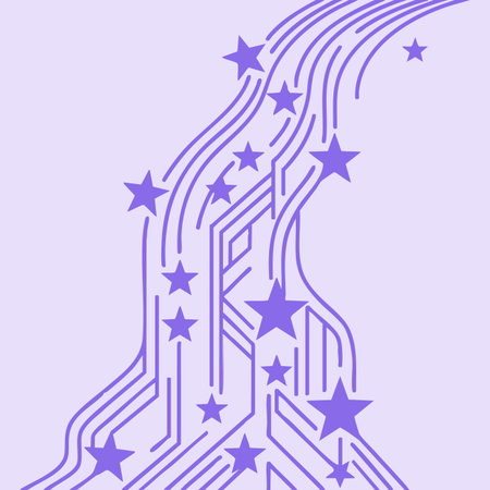 abstract technology stream with purple starsのイラスト素材