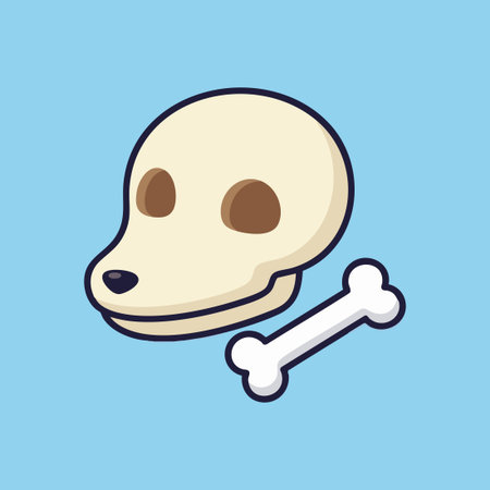 cartoon dog skull and boneのイラスト素材