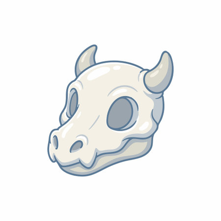 cartoon dragon skull with hornsのイラスト素材