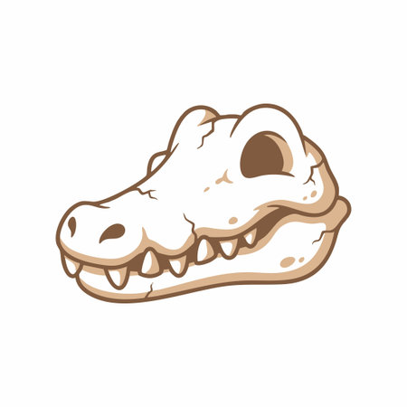 cartoon crocodile skull fossil illustrationのイラスト素材