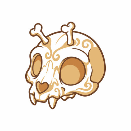cartoon decorative skull with bone hornsのイラスト素材