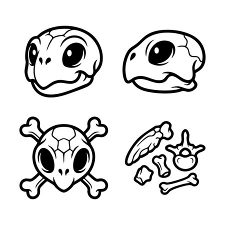 cartoon turtle skull and bones setのイラスト素材