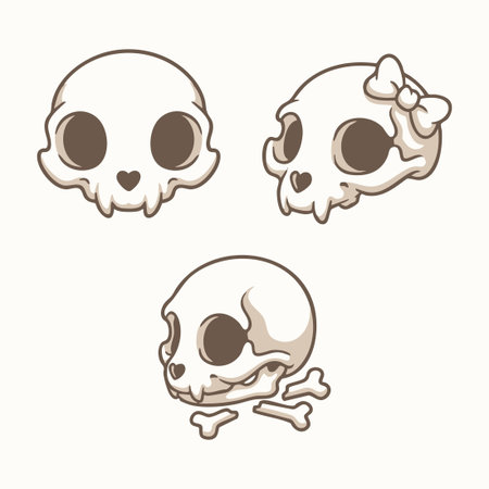 cute cartoon cat skulls setのイラスト素材