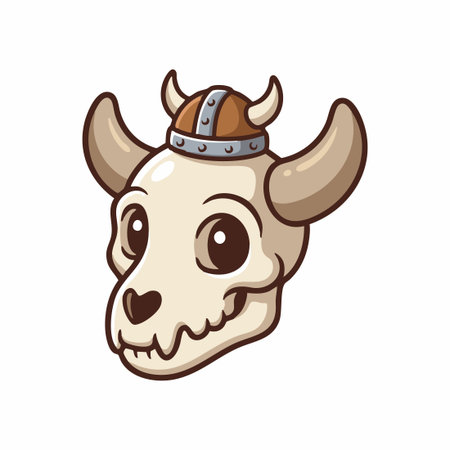 cute animal skull with viking helmetのイラスト素材