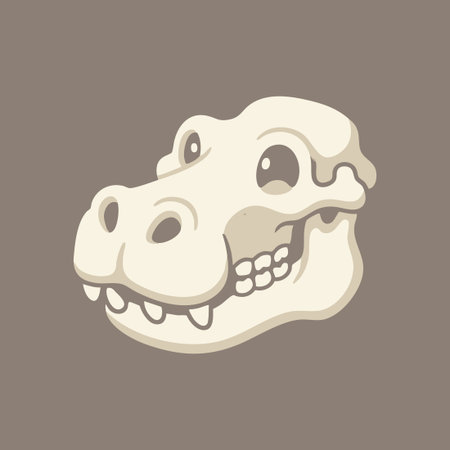 cute cartoon dinosaur skull fossilのイラスト素材