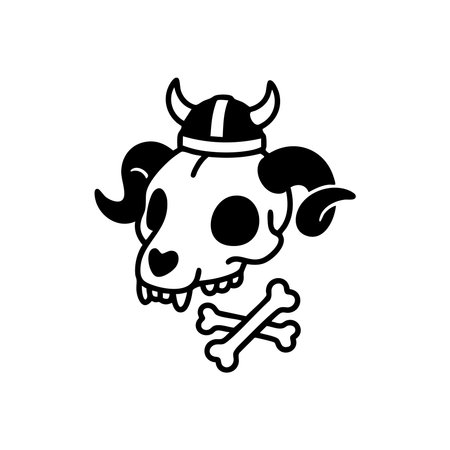 horned viking skull and crossbonesのイラスト素材