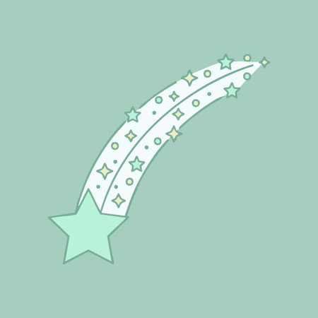 pastel green shooting star illustrationのイラスト素材