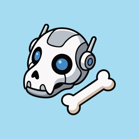 robotic dog skull and bone cartoonのイラスト素材