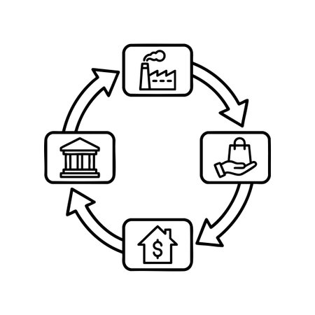 Circular Flow of Economy Diagram Iconのイラスト素材
