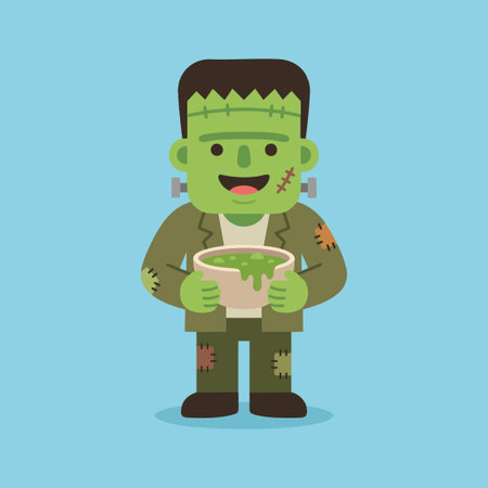 Cute Cartoon Frankenstein Monster for Halloweenのイラスト素材