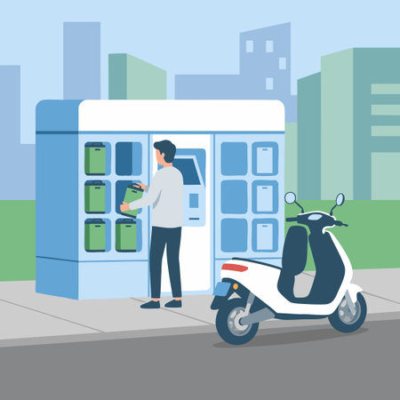 Battery swap station for e-scooterのイラスト素材