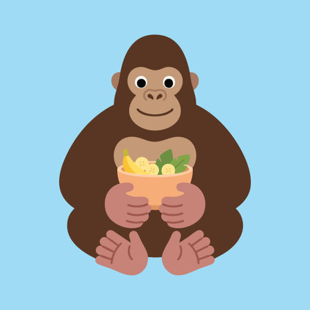 Cute Gorilla holding a bowl